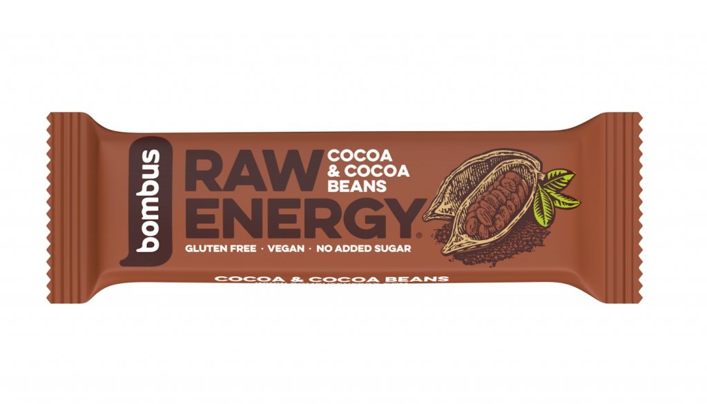 tyčinka Bombus Raw Energy 50g kakao+kakaové boby