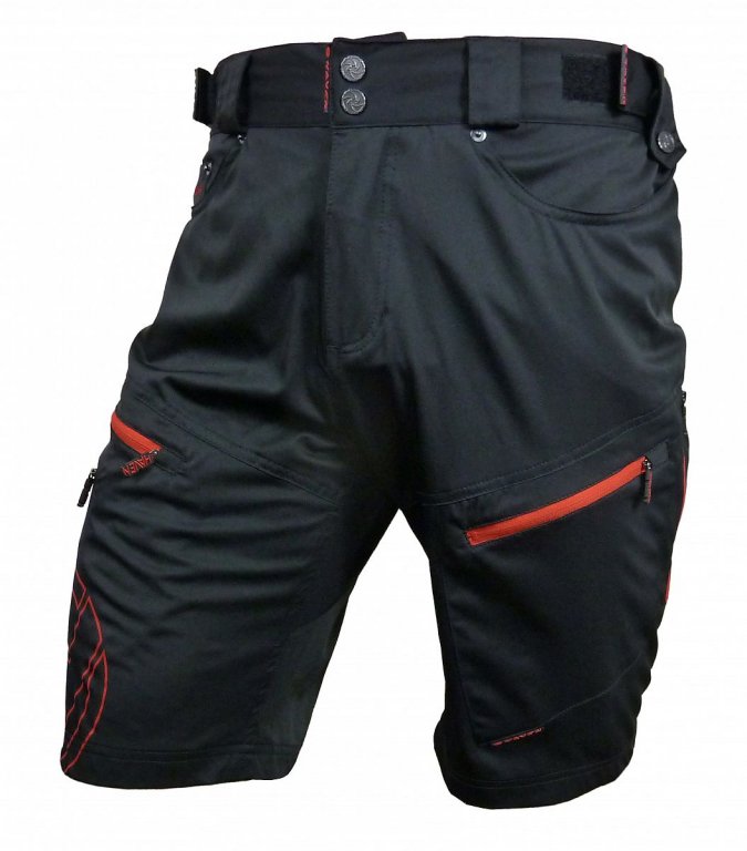 kalhoty krátké pánské HAVEN NAVAHO SLIMFIT černo/červené s cyklovložkou XXL